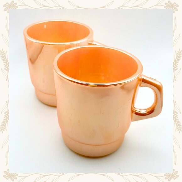 Vintage Termocrisa Peach Luster Mugs – Set of 2 (1950s) - Picture 1 of 16